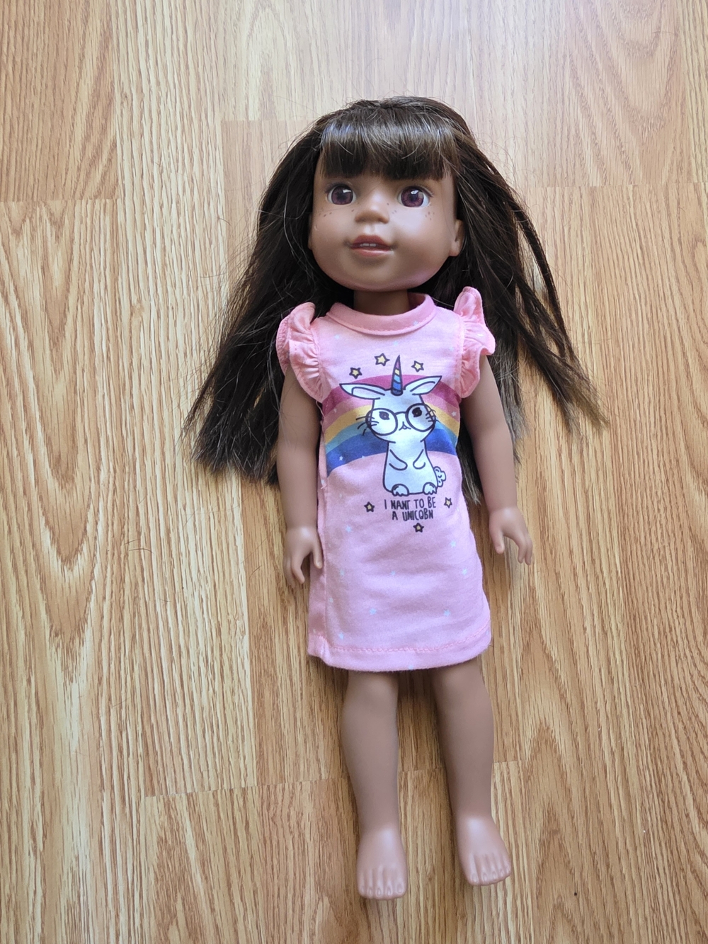 American Girl Pink Unicorn Rainbow Dress